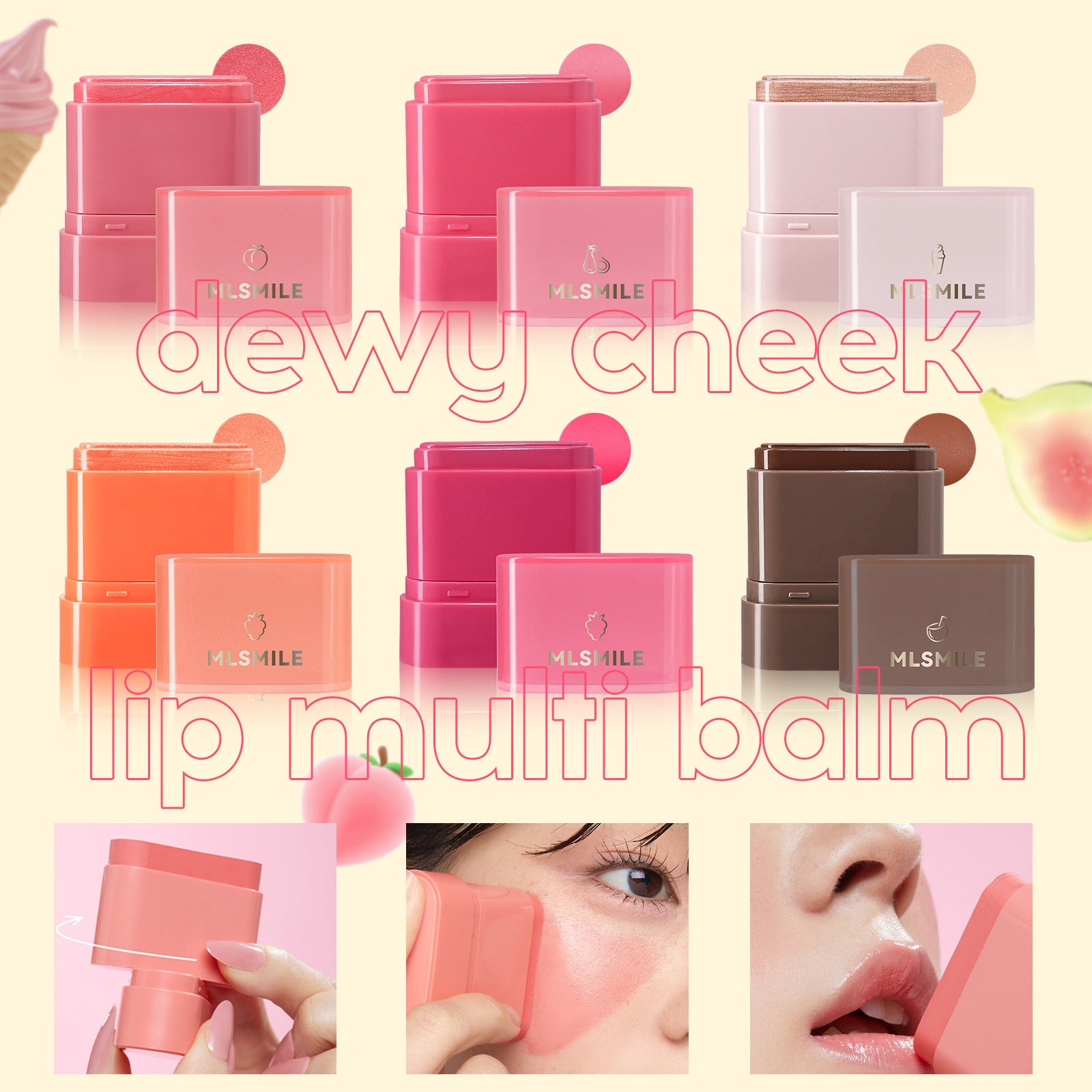 Flat Tube Fruit Blush Stick 2 In 1 - Bellarte Enchanté Flat Tube Fruit Blush Stick 2 In 1